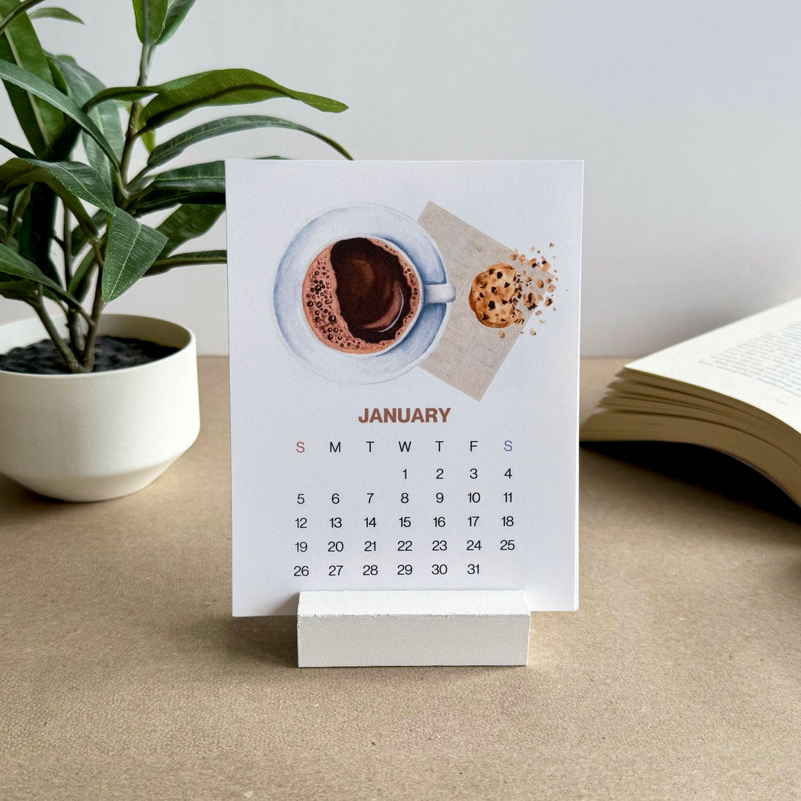 2025 Coffee Desk Calendar Monthly Calendar Illustrated 12 Month ...