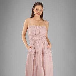 Monica Ruffle Midi Dress - PINK