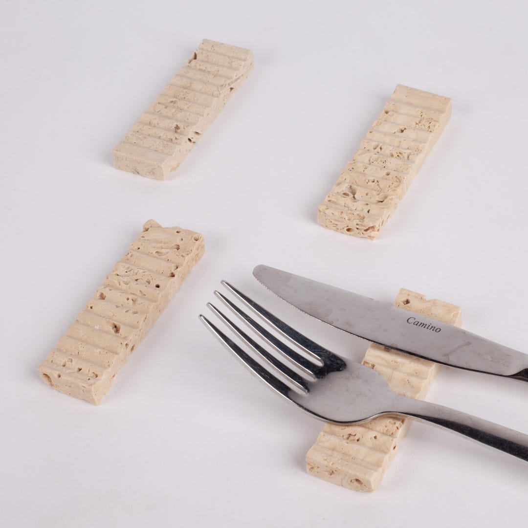 Cut Rest Beige Travertine Cutlery Rest, Brown Travertine Cutlery Rest, Marble ...