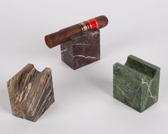 Marble Cigar Holder, Rosso Levanto/Nero Picasso/Theos Green marble