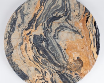 Nero Picasso Forest Marble 24"/ 60cm Table-top, Coffee Table, Round Marble Slab, Stone Table-top