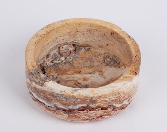 Leonardo Travertinschüssel, Natursteinschüssel, Küchenaccessoires, Geschenk für das Haus, Dekoration, handgefertigte Schüssel, Marmorschüssel, dekorative Schüssel