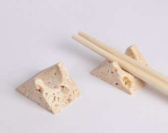 Travertine Chopstick Rest / Chopstick Stand /Chopstick Cutlery / Triangle Chopstick Rest / Set of two