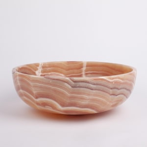 One of a kind Pink / Rose Alabaster Bowl / Hand Carved Onyx / Onyx Decoration / Alabaster Decoration / Natural Home Decoration