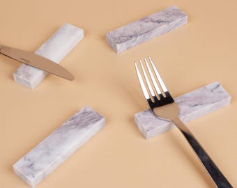 White & Purple Marble Cutlery Rest Set 6pcs,  Marble Cutlery Rest, Cutlery Rest Set