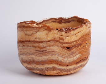 Handgemachte Einzigartige Alabaster Schale, Onyx Schale, Primitive Wohndekoration, Rustikales Wohnaccessoire, Rustikale Schale aus Travertin, Naturstein Schale