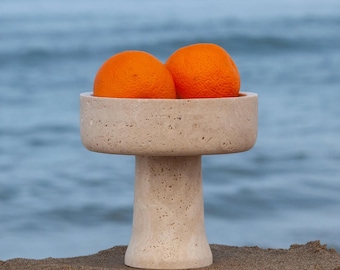 Handgemachte Beige Travertin Sockel Schüssel Naturstein Catchall