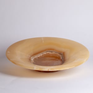 Yellow Alabaster Conical Plate / Hand Carved Onyx / Onyx Decoration / Alabaster Decoration / Natural Home Decoration / Natural Stone