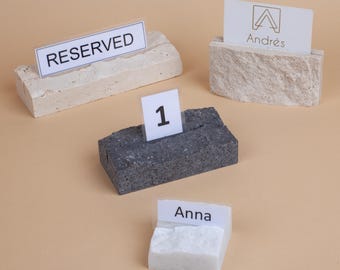 Travertine Card Holder, Marble Menu Holder, Rustic Card & Sign Holder, Stone Wedding Place Holders, Name Tag Holder, Wedding Name Tag Holder