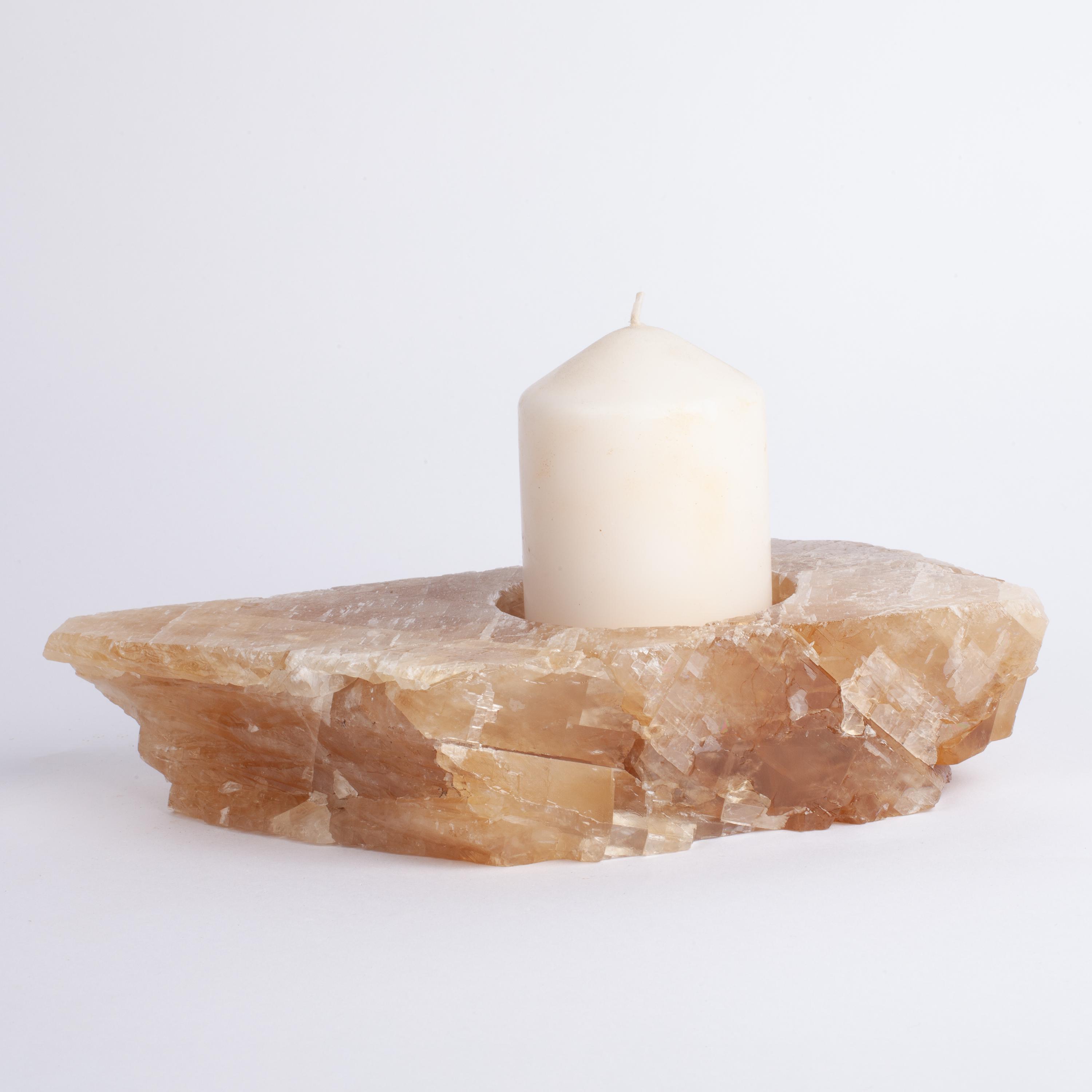 Yellow Alabaster Candleholder Natural Stone Cylinder Candle Holder