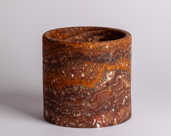 Terme Travertine Cylinder Vase / Home Decoration / Home Accessories / Decorative Stone / Home Gift / Gift For Her / Hand-made Stone