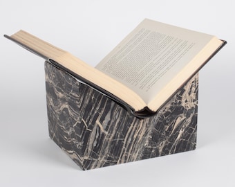Natural Nero Picasso Gold Polished Marble Bookstand, Library Decoration