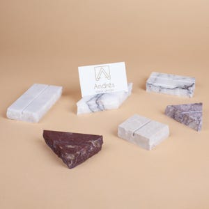 Porta biglietti da visita in marmo naturale, porta targhette, porta targhette per matrimonio, segnaposto in pietra per matrimonio, decorazioni per tavoli da matrimonio, vari tipi di marmo