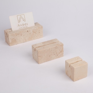 Cubo, porta biglietti da visita rettangolare in travertino, porta menù in marmo, espositore per gioielli, porta targhetta per nomi da matrimonio, segnaposto in pietra per matrimonio