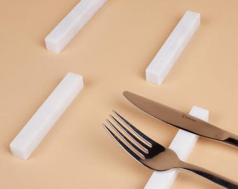White Marble Cutlery Rest Set 6pcs, Marble Cutlery Rest Set, Marble Cutlery Rest