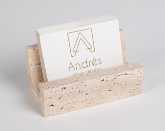 Travertine Business Card Holder With Wide Slot, Stone Wedding Place Holders, Card Stand, Display Stand, Menu Holder, Photo Holder