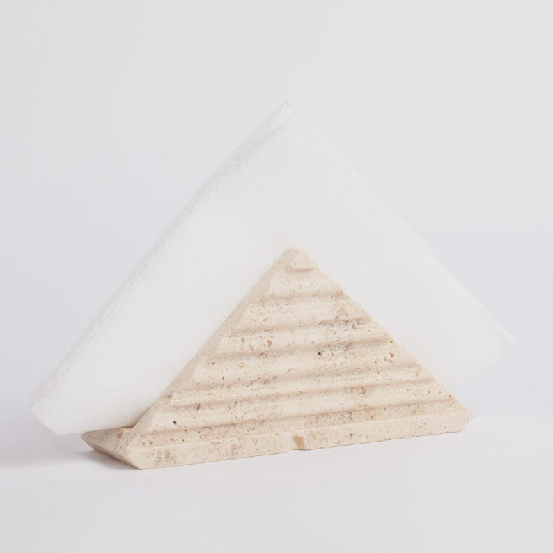 Travertine Napkin Holder, Napkin Holder for table, Cocktail Napkin Holder, Marble Dining Accessories, Stone Tableware Triangle Lined
