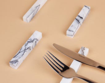 New York Marble Cutlery Rest Set 6pcs / Chopstick Rest / Marble Cutlery Rest / Marble Chopstick Rest
