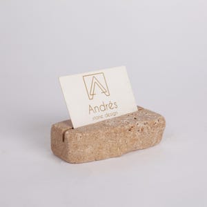 Porta biglietti da visita in travertino naturale, porta cartelli in pietra, decorazioni in travertino, decorazioni per la casa in marmo, travertino beige, porta foto