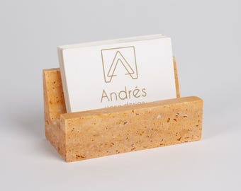 Travertine Business Card Holder With Wide Slot, Stone Wedding Place Holders, Card Stand, Display Stand, Menu Holder, Photo Holder