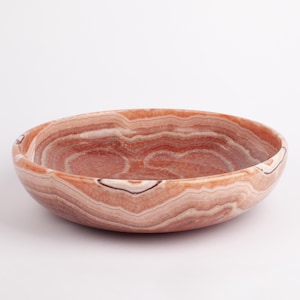 One of a kind Pink / Rose Alabaster Bowl / Hand Carved Onyx / Onyx Decoration / Alabaster Decoration / Natural Home Decoration