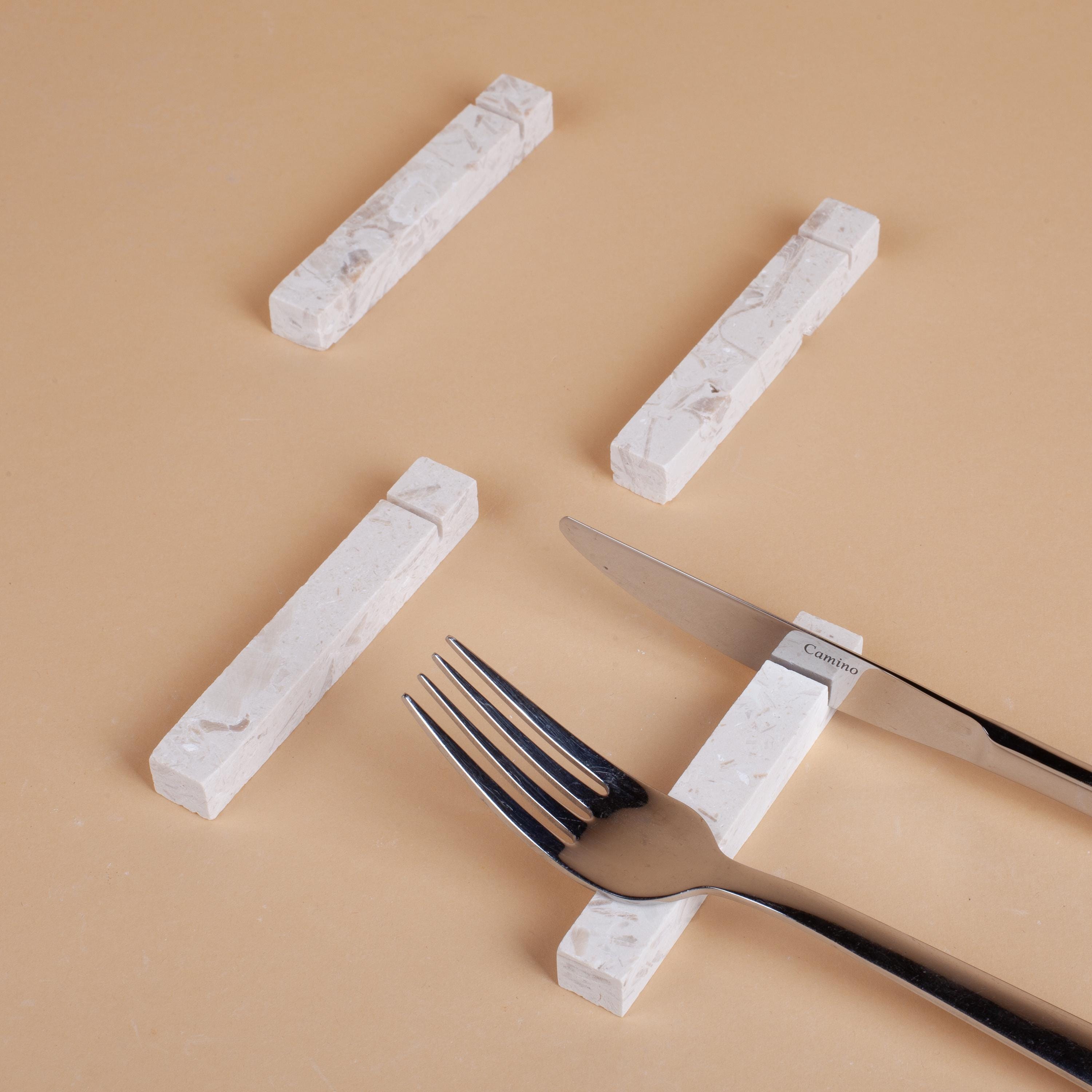 MAQA 6 pcs Repose-couverts de table 8 cm en mélamine, Noir, Gris ou Blanc, Range-couverts de restaurant Nero