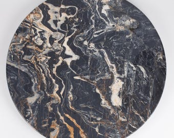 Nero Picasso Marble 24"/ 60cm Table-top with Patinato finish, Coffee Table, Round Marble Slab, Stone Table-top
