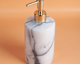 White Marble Soap Dispenser Natural Stone Bathroom Decor