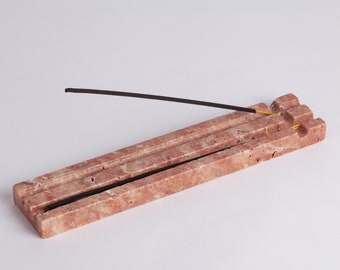Pink Travertine Incense Holder / Stone Incense Holder / Marble Incense Holder / Unique Incense Holder