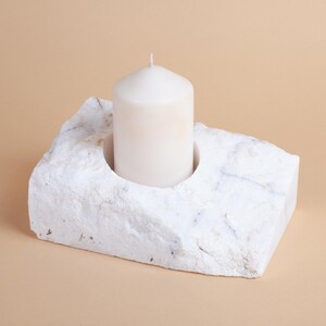 White Marble Candleholder, Natural Stone Candleholder, Cylinder Candleholder Holder, Big Candleholder, Marble Candleholder, Marble candle