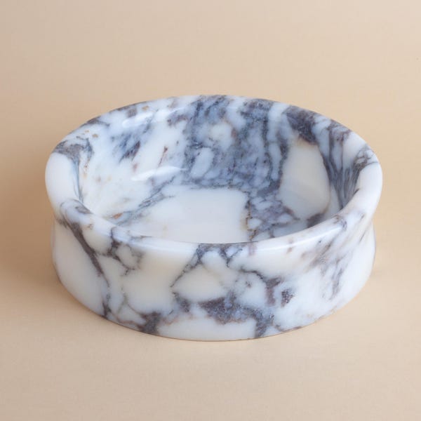 Comedero de mármol para mascotas hecho a mano, moderno comedero de piedra.