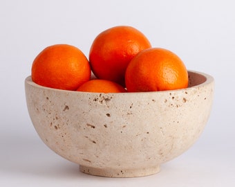 Handgemachte Travertin Schüssel Naturstein Küche Dekor 19,6 cm