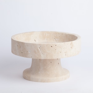 7.3&quot; (18 cm) Travertine Pedestal Bowl / Natural Stone Bowl / Kitchen Accessories/ Home Gift / Home Decoration / Handmade Bowl / Gift For Her