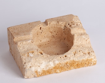 Beige Travertine Ashtray / Beige Cigarette Ashtray / Cigar Ashtray / Travertine Cigar Ashtray / Marble Cigar Ashtray / Raw Marble Ashtray