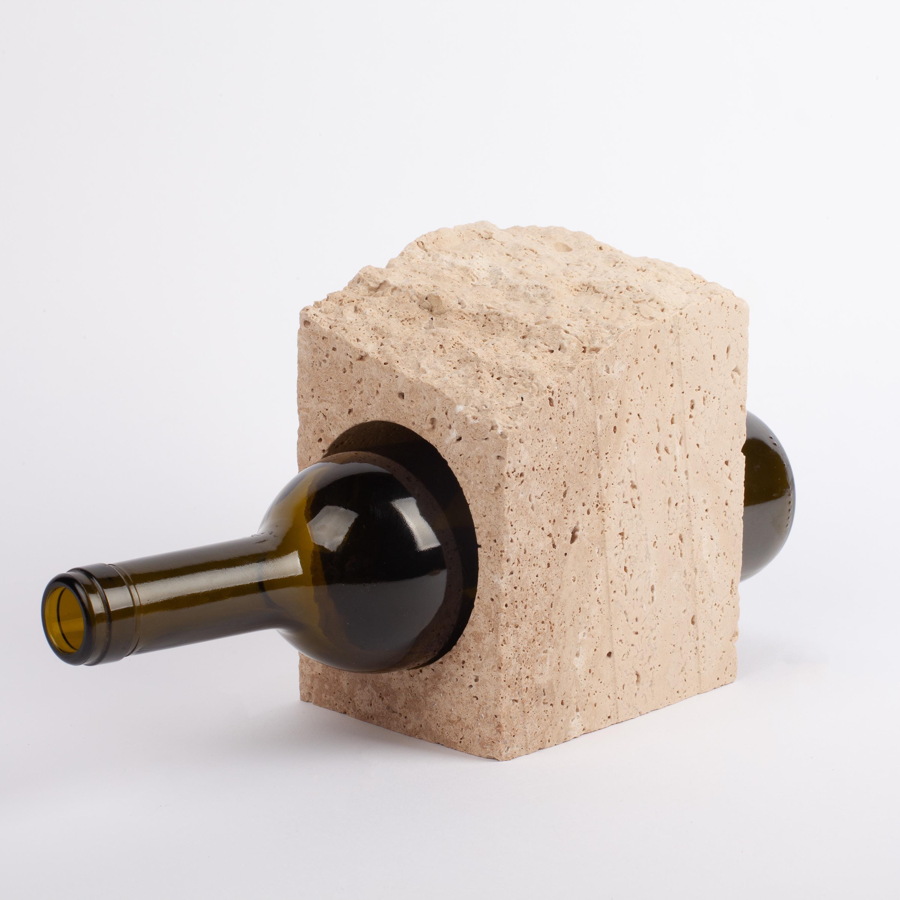 Unique Travertine Wine Bottle Holder / Stone Wine Bottle Holder / Stone Wine Holder / Marble Wine Bottle Holder / Wine Holder / Wine Rack