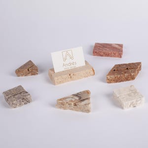 Porta biglietti da visita in travertino naturale, porta targhette, porta targhette per matrimonio, segnaposto in pietra per matrimonio, decorazioni per tavoli nuziali, segnaposto