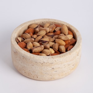 Travertine Bowl, Natural Stone Bowl, Kitchen Accessories, Home Gift, Home Decoration, Handmade Bowl, Marble Bowl, Snack Bowl, 4.7&quot; (12 cm)