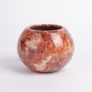 One of a kind Pink / Rose Alabaster Bowl / Hand Carved Onyx / Onyx Decoration / Alabaster Decoration / Natural Home Decoration