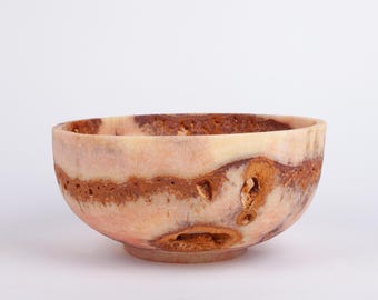 Handgemachte Einzigartige Alabaster Schale, Onyx Schale, Primitive Wohndekoration, Rustikales Wohnaccessoire, Rustikale Schale aus Travertin, Naturstein Schale