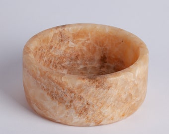 Handgemachte Einzigartige Alabaster Schale, Onyx Schale, Primitive Wohndekoration, Rustikales Wohnaccessoire, Rustikale Schale aus Travertin, Naturstein Schale