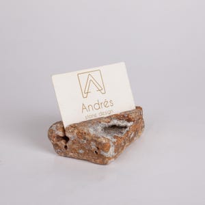 Porta biglietti da visita in travertino naturale: espositore per foto in pietra, arredamento per la casa