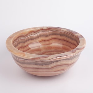 One of a kind Pink / Rose Alabaster Bowl / Hand Carved Onyx / Onyx Decoration / Alabaster Decoration / Natural Home Decoration