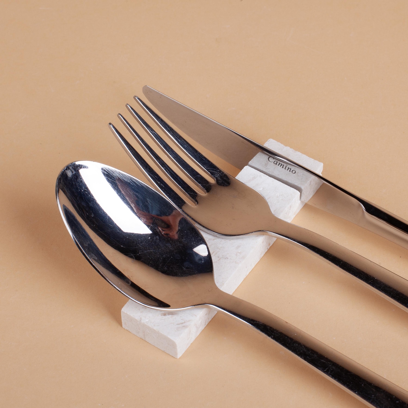 Myra Limestone Cutlery Rest Set 6pcs, Beige Limestone Knife Rest, Marble Cutlery Rest, Limestone Chopstick Rest, Cutlery Rest, Knife Rest - 6pcs