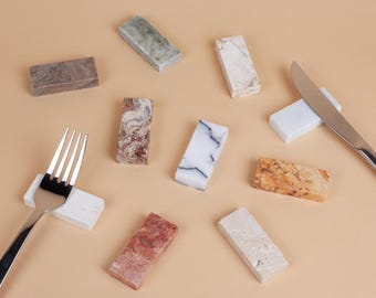 Travertine, Marble, Limestone Cutlery Rest Set 6pcs / Travertine Chopstick Rest / Marble Cutlery Rest / Cutlery Rest Set
