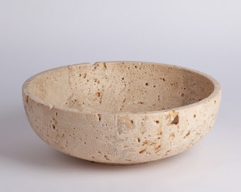 10.8" (27.5 cm) Travertine Bowl / Fruit Bowl / Rustic Centerpiece / Rustic Bowl
