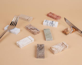 Travertine, Marble, Limestone Cutlery Rest Two Piece Set, Marble Chopstick Rest, Marble Cutlery Rest