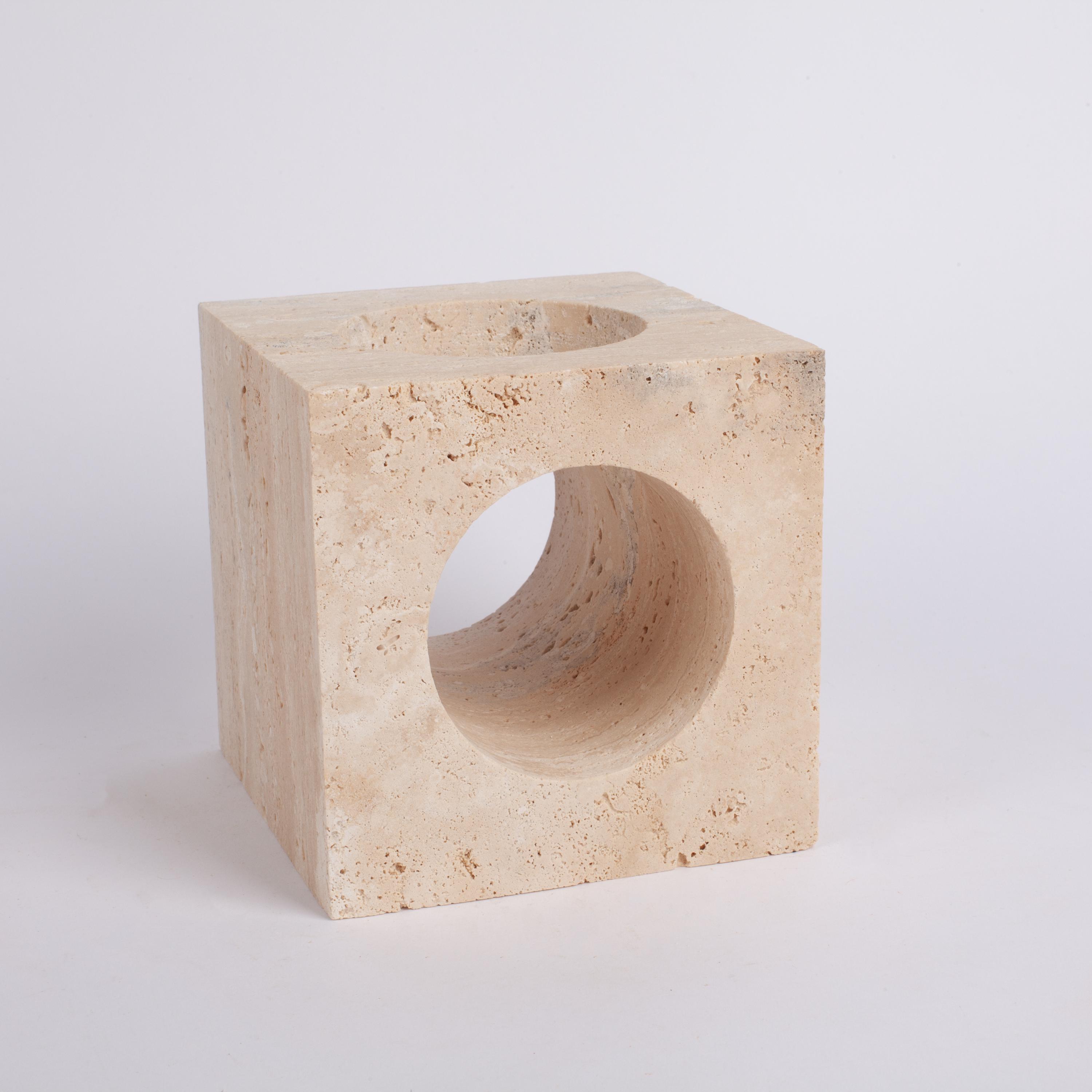Beige Travertine Candleholder