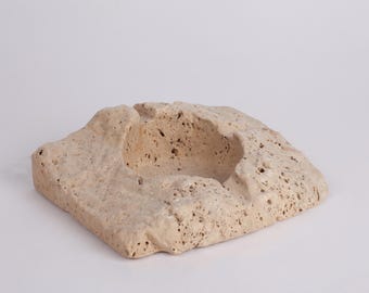 Beige Travertine Ashtray / Beige Cigarette Ashtray / Cigar Ashtray / Travertine Cigar Ashtray / Marble Cigar Ashtray / Raw Marble Ashtray