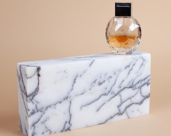 White Marble Rectangle Display Base: Jewelry & Photo Prop