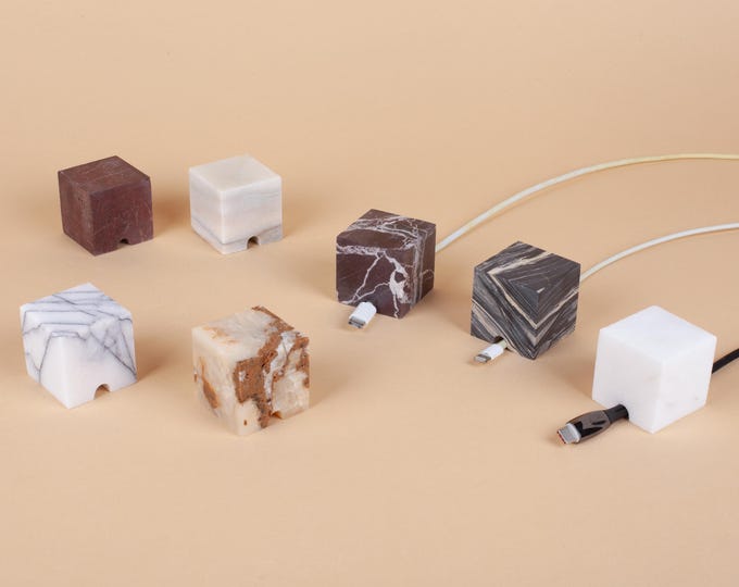 Marble Cable Holder, Charging Cable Organizer, Cable Keeper, Charging Dock, Office Desk Cable Organizer, Office Gift, Marble Cable Stopper